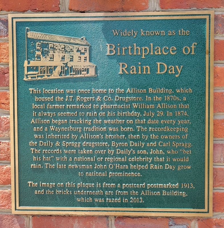 Birthplace of Rain Day Marker image. Click for full size.
