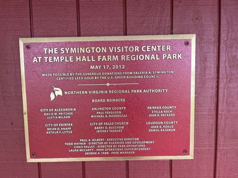 Dedication plaque for the Symington Visitor Center image. Click for full size.