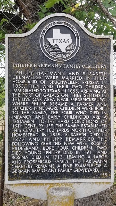 Philipp Hartmann Family Cemetery Marker image. Click for full size.