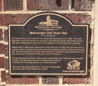 Wainwright Old Town Hall Marker image. Click for full size.