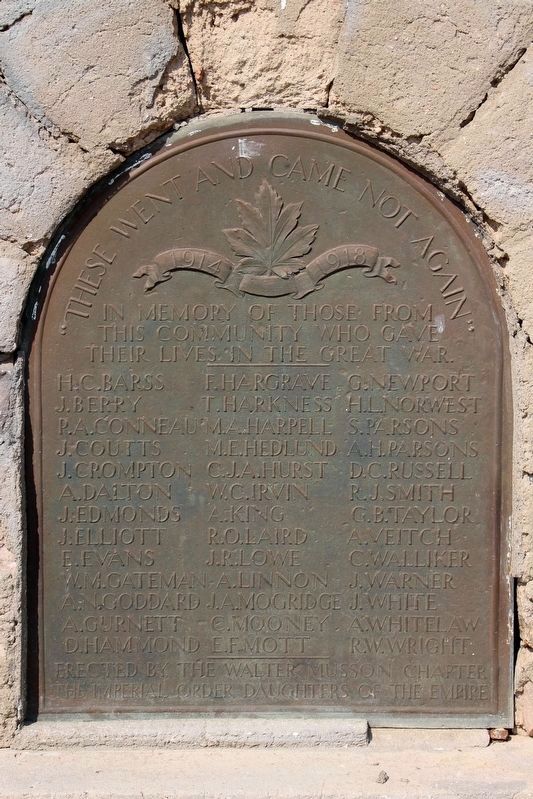 Wainwright Memorial Clock Tower Marker World War I plaque image. Click for full size.