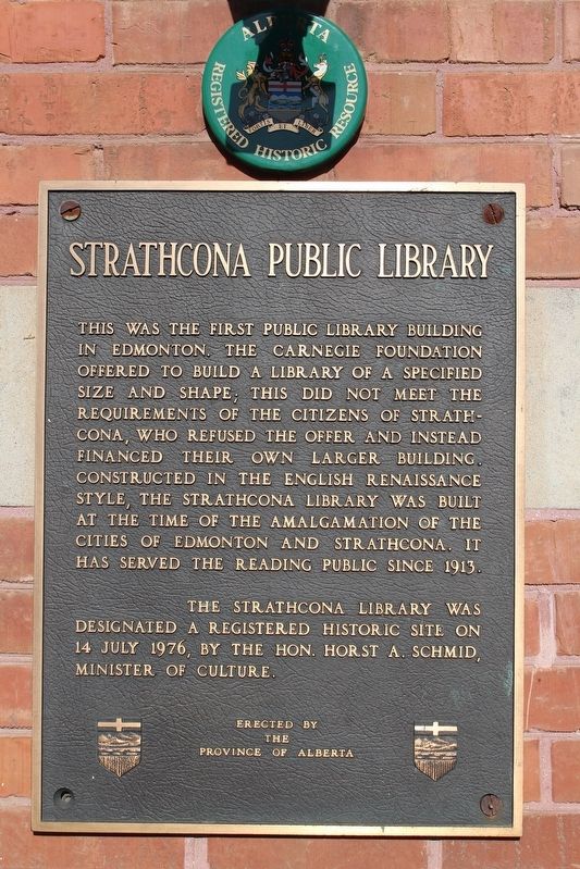 Strathcona Public Library Marker image. Click for full size.