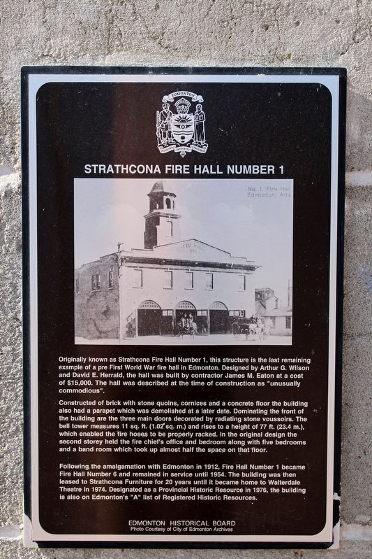 Strathcona Fire Hall Number 1 Marker. Click for full size. Strathcona Fire Hall Number 1 Marker image. Click for full size.