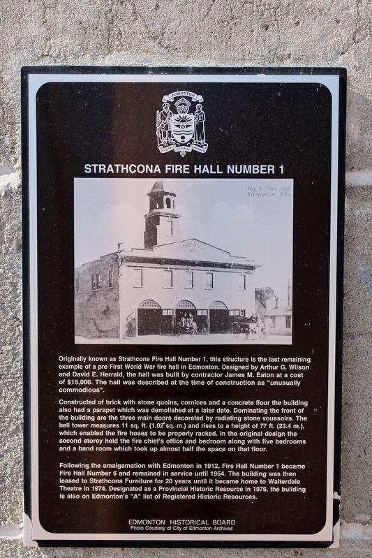 Strathcona Fire Hall Number 1 Marker image. Click for full size.
