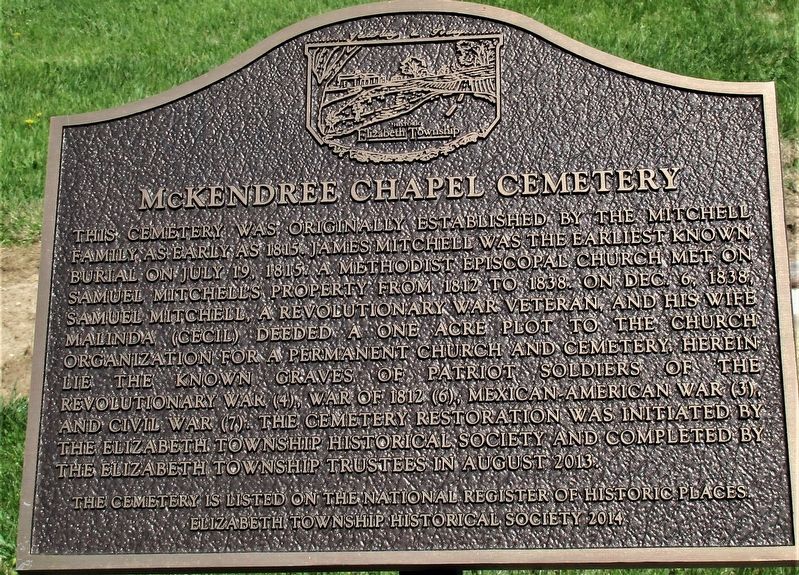 McKendree Chapel Cemetery Marker image. Click for full size.