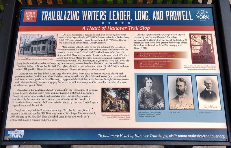 Trailblazing Writers Leader, Long, and Prowell Marker image. Click for full size.