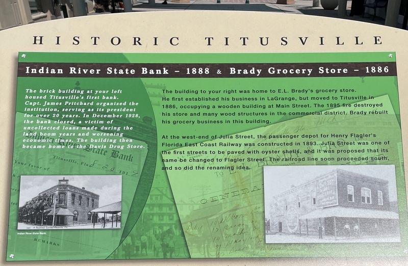 Indian River State Bank - 1888 & Brady Grocery Store Marker image. Click for full size.