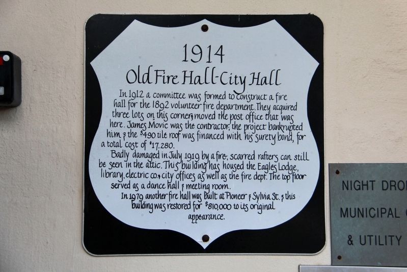 Old Fire Hall-City Hall Marker image. Click for full size.