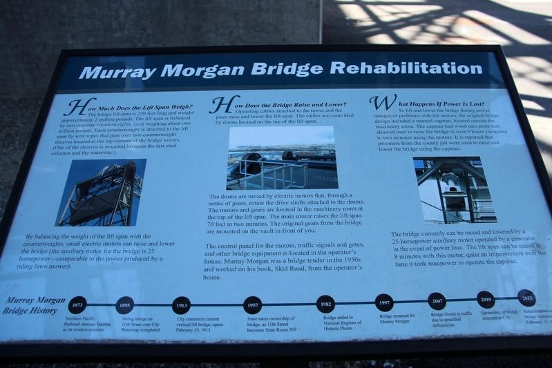 Murray Morgan Bridge Rehabilitation Marker image. Click for full size.