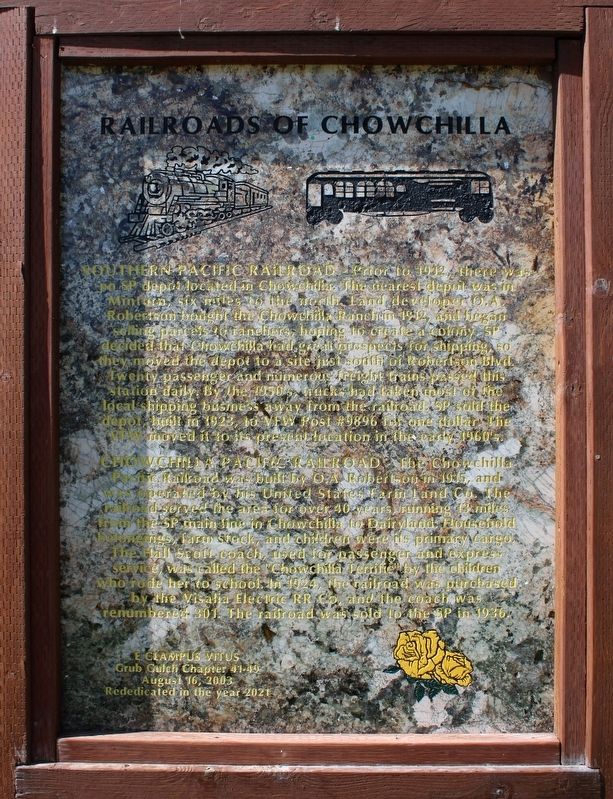 Railroads of Chowchilla Marker. Click for full size. Railroads of Chowchilla Marker image. Click for full size.