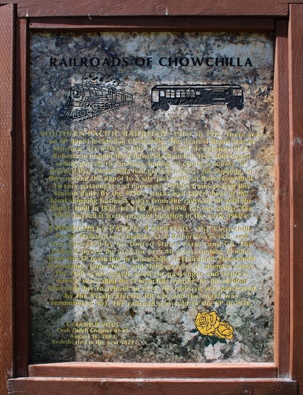 Railroads of Chowchilla Marker image. Click for full size.