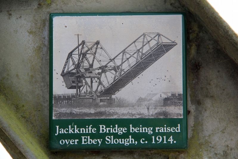 The Jackknife Bridge at Ebey Slough Marker detail image. Click for full size.