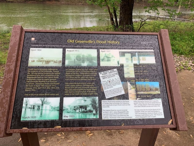 Old Greenville's Flood History Marker image. Click for full size.