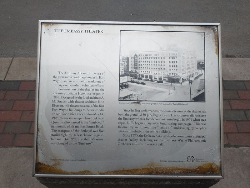 The Embassy Theater Marker image. Click for full size.
