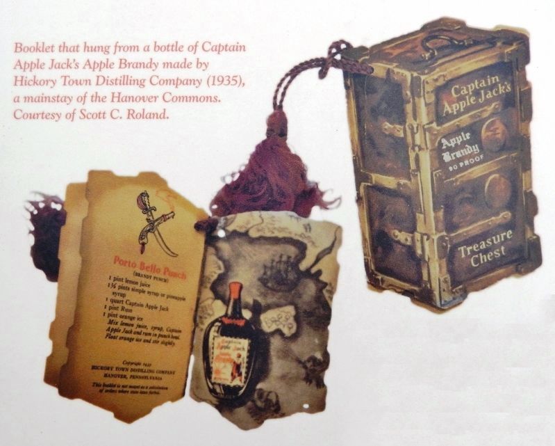 Marker detail: Booklet that hung from a bottle of Captain Apple Jack's Apple Brandy image. Click for full size.