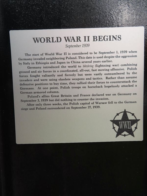 World War II Begins Marker image. Click for full size.