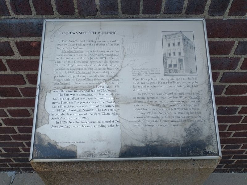 The News-Sentinel Building Marker image. Click for full size.