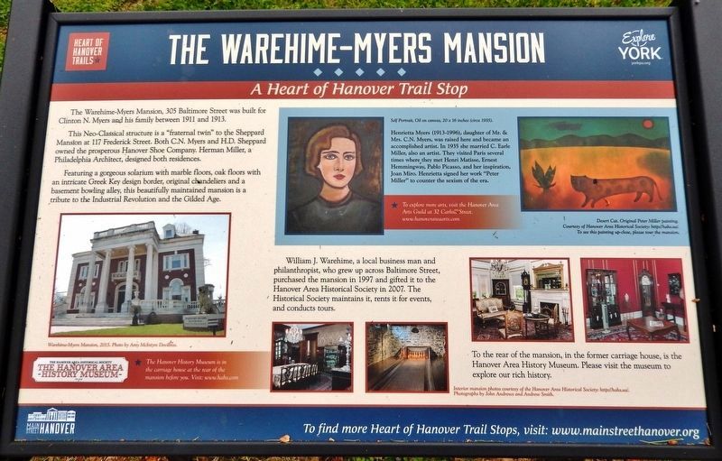 The Warehime-Myers Mansion Marker image. Click for full size.