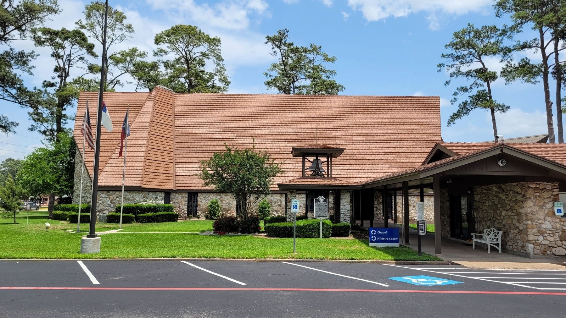 The view of the St. John Lutheran Church and Marker from the church parking lot image. Click for full size.