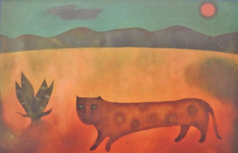 Marker detail: Desert Cat, original Peter Miller painting image. Click for full size.