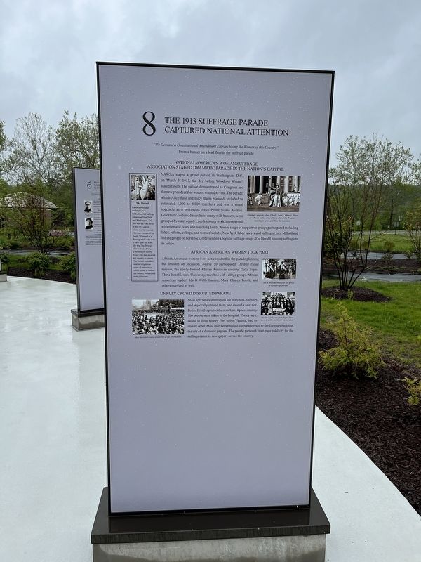 The 1913 Suffrage Parade Captured National Attention side of the marker image. Click for full size.