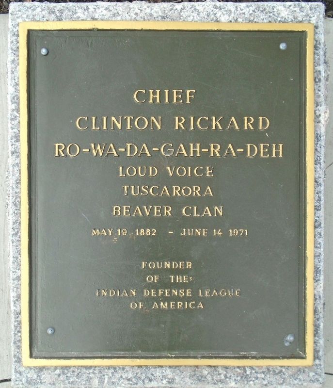 Chief Clinton Rickard Marker image. Click for full size.