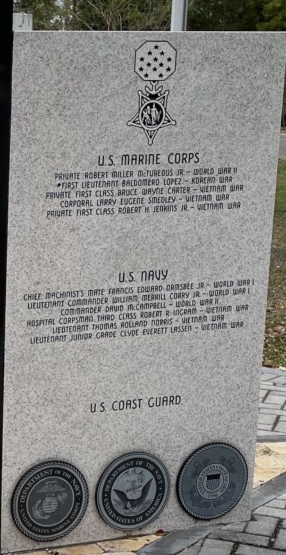 Hillsborough County Medal of Honor Recipients U.S. U.S. Marine Corps, U.S. Navy and U.S. Coast Guard. Click for full size. Hillsborough County Medal of Honor Recipients U.S. U.S. Marine Corps, U.S. Navy and U.S. Coast Guard image. Click for full size.