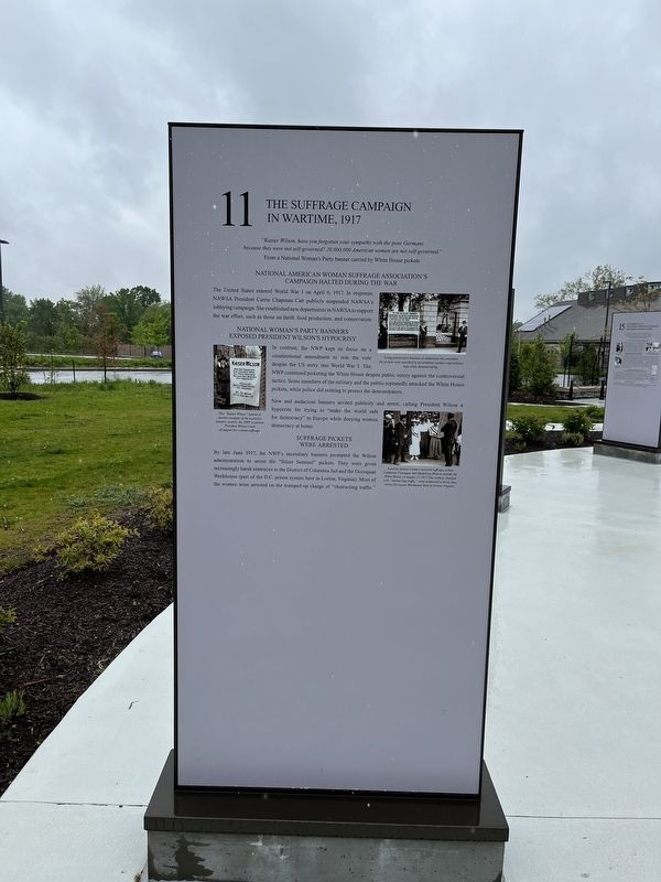 The Suffrage Campaign in Wartime side of the marker. Click for full size. The Suffrage Campaign in Wartime side of the marker image. Click for full size.