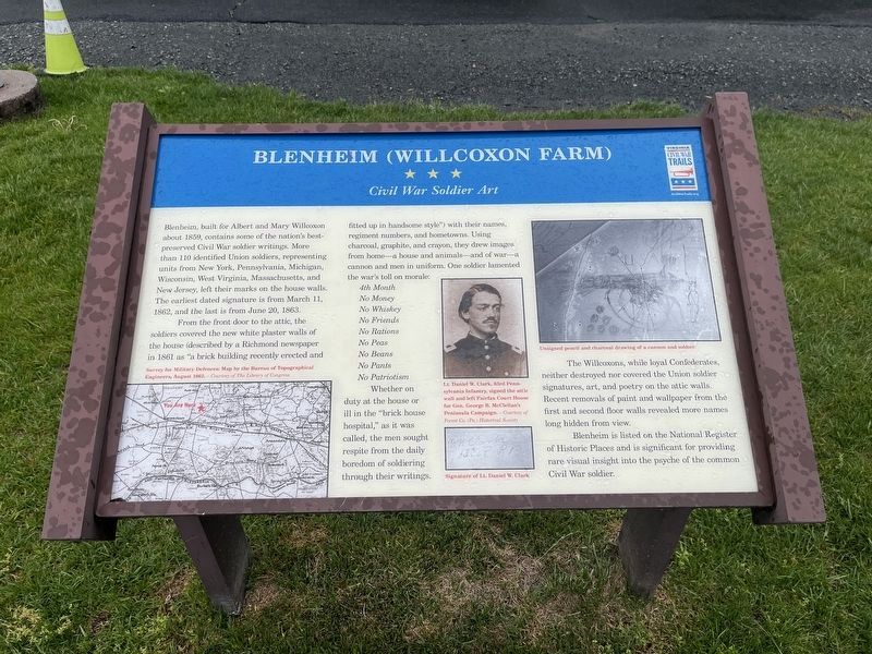 Blenheim (Willcoxon Farm) Marker. Click for full size. Blenheim (Willcoxon Farm) Marker image. Click for full size.