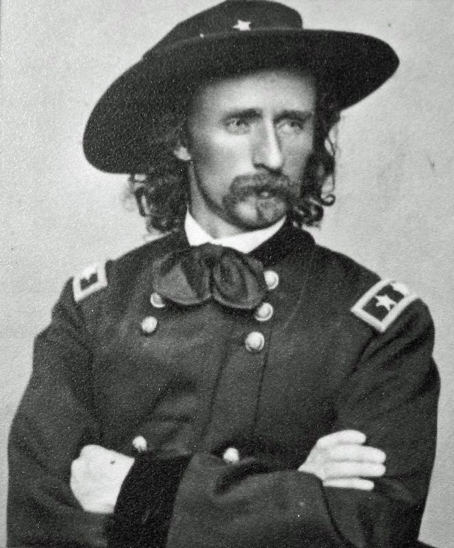Marker detail: General George Armstrong Custer image. Click for full size.