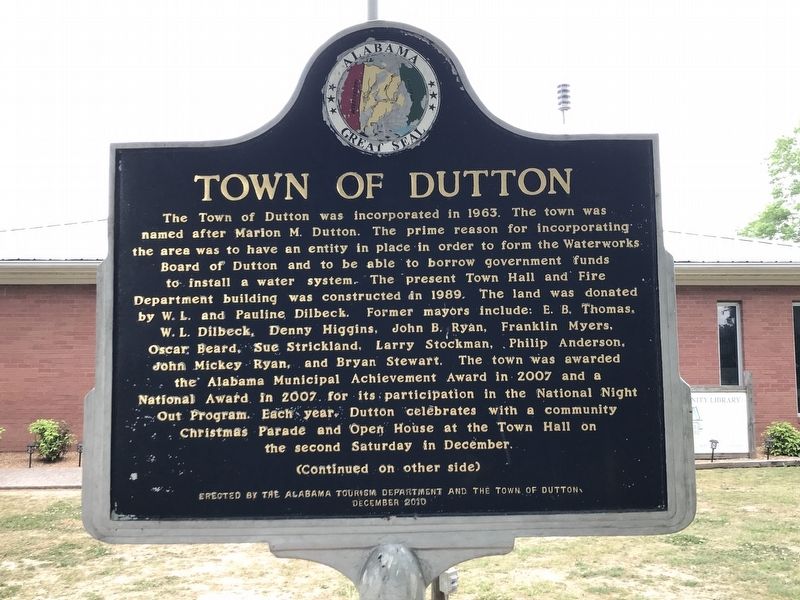 Town of Dutton Marker (Side A) image. Click for full size.