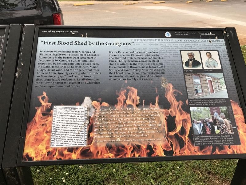 “First Blood Shed by the Georgians” Marker image. Click for full size.