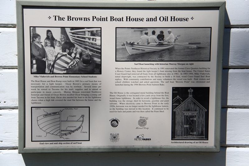 The Browns Point Boat House and Oil House Marker image. Click for full size.