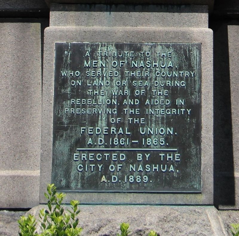 Nashua Soldiers and Sailors Monument detail (front) image. Click for full size.