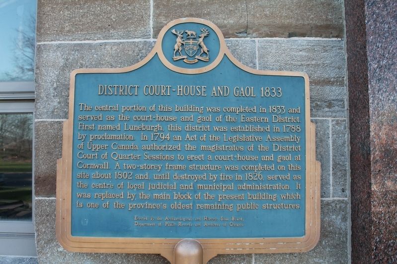 District Court-House and Gaol 1833 Marker image. Click for full size.