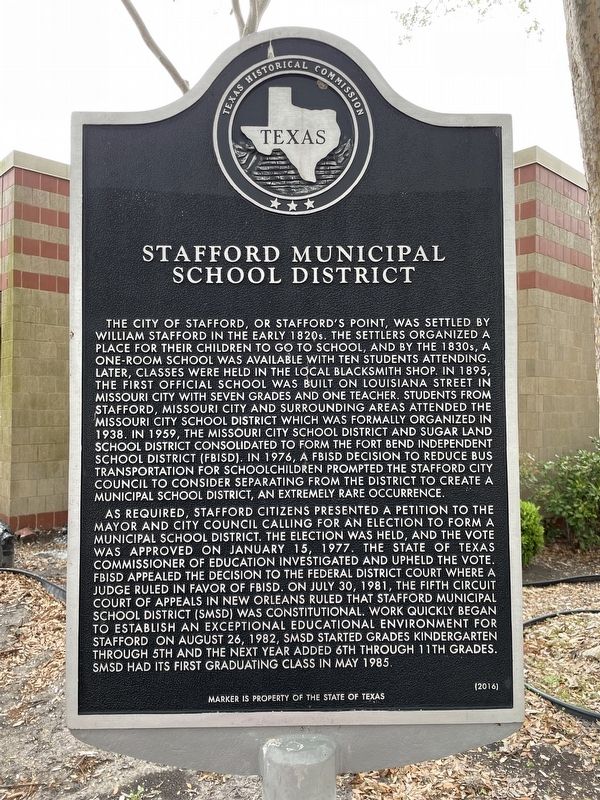 Stafford Municipal School District Historical Marker
