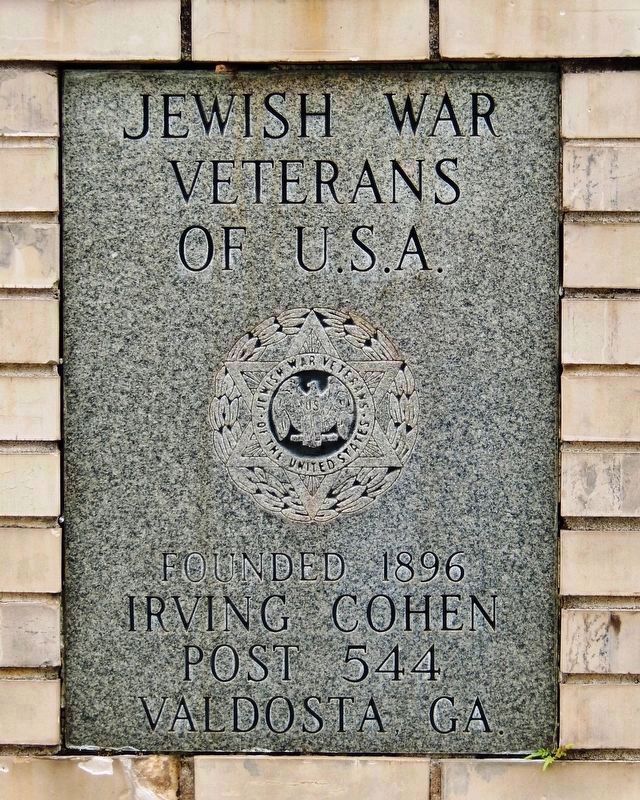 Jewish War Veterans Plaque<br>(<i>southwest face of monument</i>) image. Click for full size.