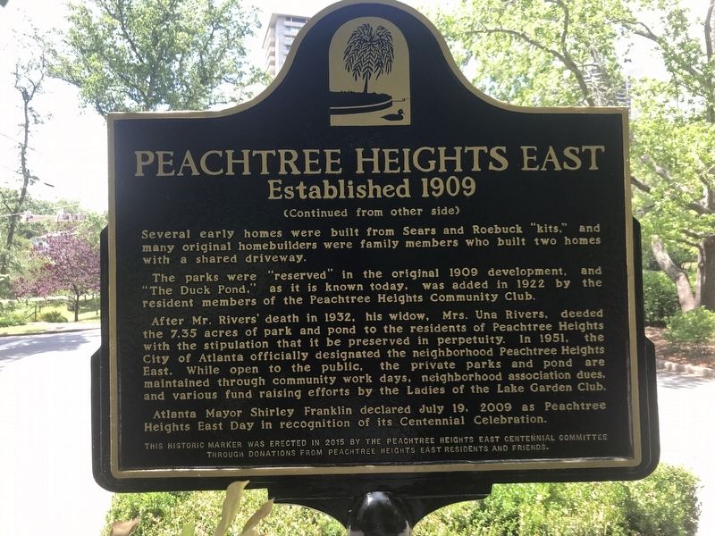 Peachtree Heights East Marker (side B) image. Click for full size.