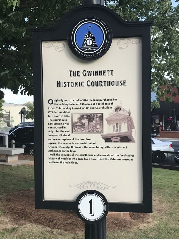 The Gwinnett Historic Courthouse Marker image. Click for full size.