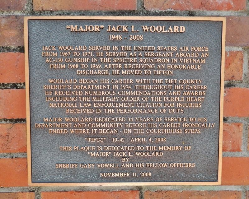 "Major" Jack L. Woolard Marker image. Click for full size.