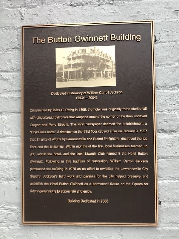 The Button Gwinnett Building Marker image. Click for full size.
