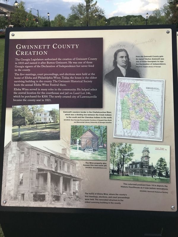 Gwinnett County Creation Marker image. Click for full size.