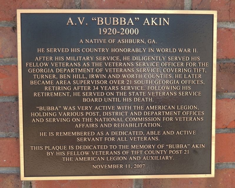 A.V. "Bubba" Akin Marker image. Click for full size.