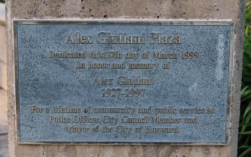 Alex Guiliani Plaza Dedication Plaque image. Click for full size.