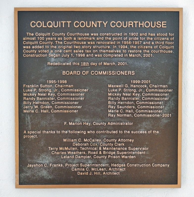 Colquitt County Courthouse Marker image. Click for full size.