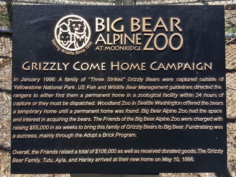 Grizzly Come Home Campaign Marker image. Click for full size.
