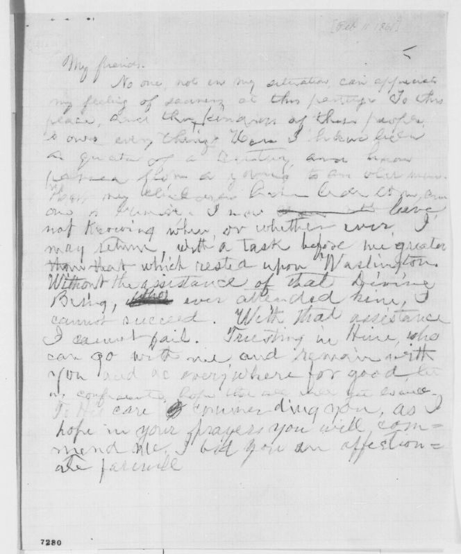 Lincolns Farewell to Springfield handwritten speech image. Click for full size.