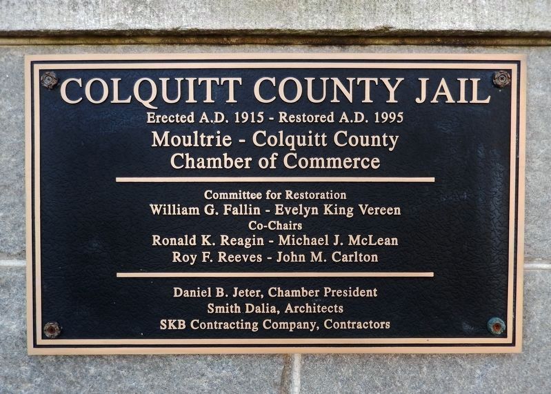 Old Colquitt County Jail Restoration Marker image. Click for full size.