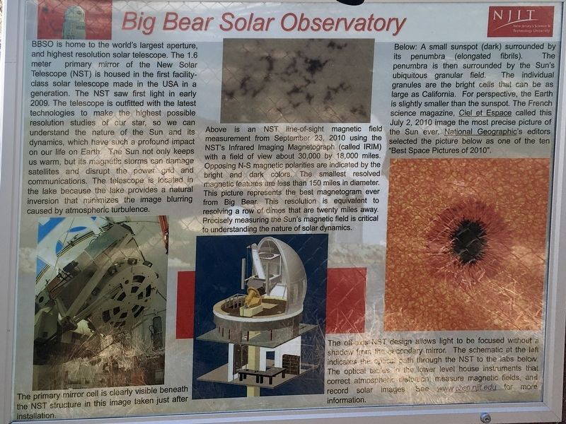 Big Bear Solar Observatory Marker image. Click for full size.