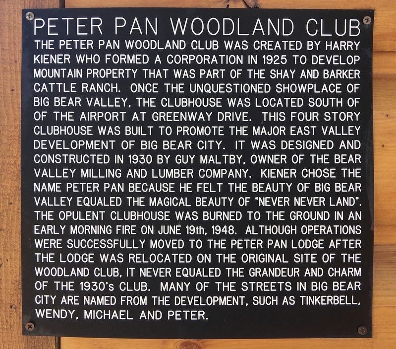 Peter Pan Woodland Club Marker image. Click for full size.